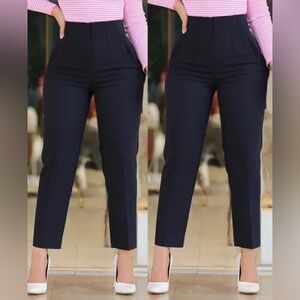 Chic Black High-Waisted Ankle Cropped Pants